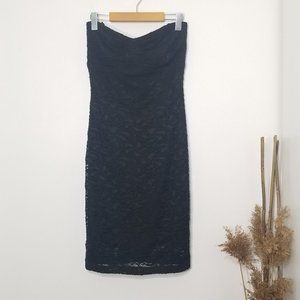 Le Chateau NEW Black Lace Strapless Lined Sweetheart Neckline Dress Zip Back NWT